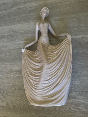 Elegant Ceramic Drape Dress Figurine - grey